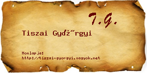 Tiszai Györgyi névjegykártya